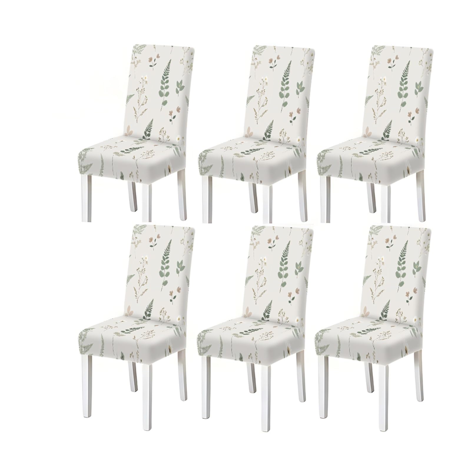 KXUAUV Watercolor Greenery Wildflower Botanical Print Stretch Dining Chair Covers, For Home Kitchen Dining Room Party, 2/4/6 PCS Seat Protectors for Restaurant Hotel Party(6PCSChair cover)