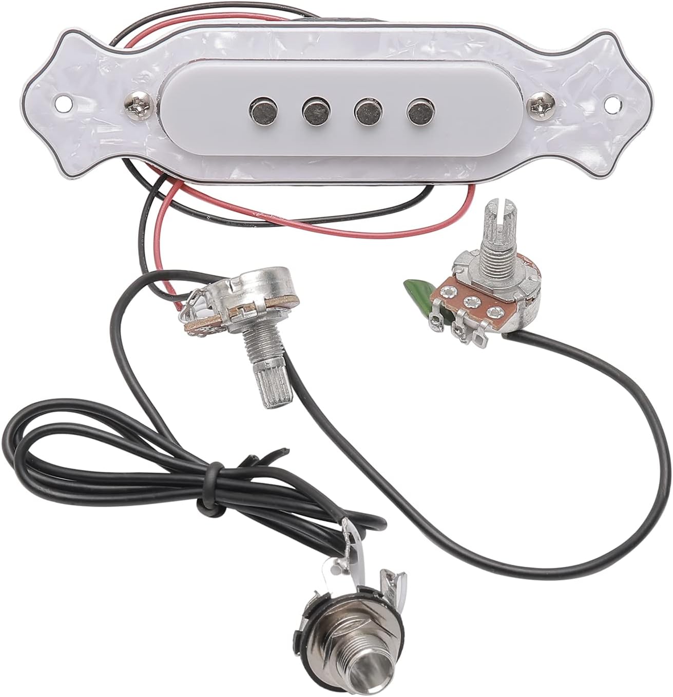 Prewired 4-String Guitar Soundhole Pickup Volume Tone Knobs Pots Wiring Harness for Cigar Box Guitar