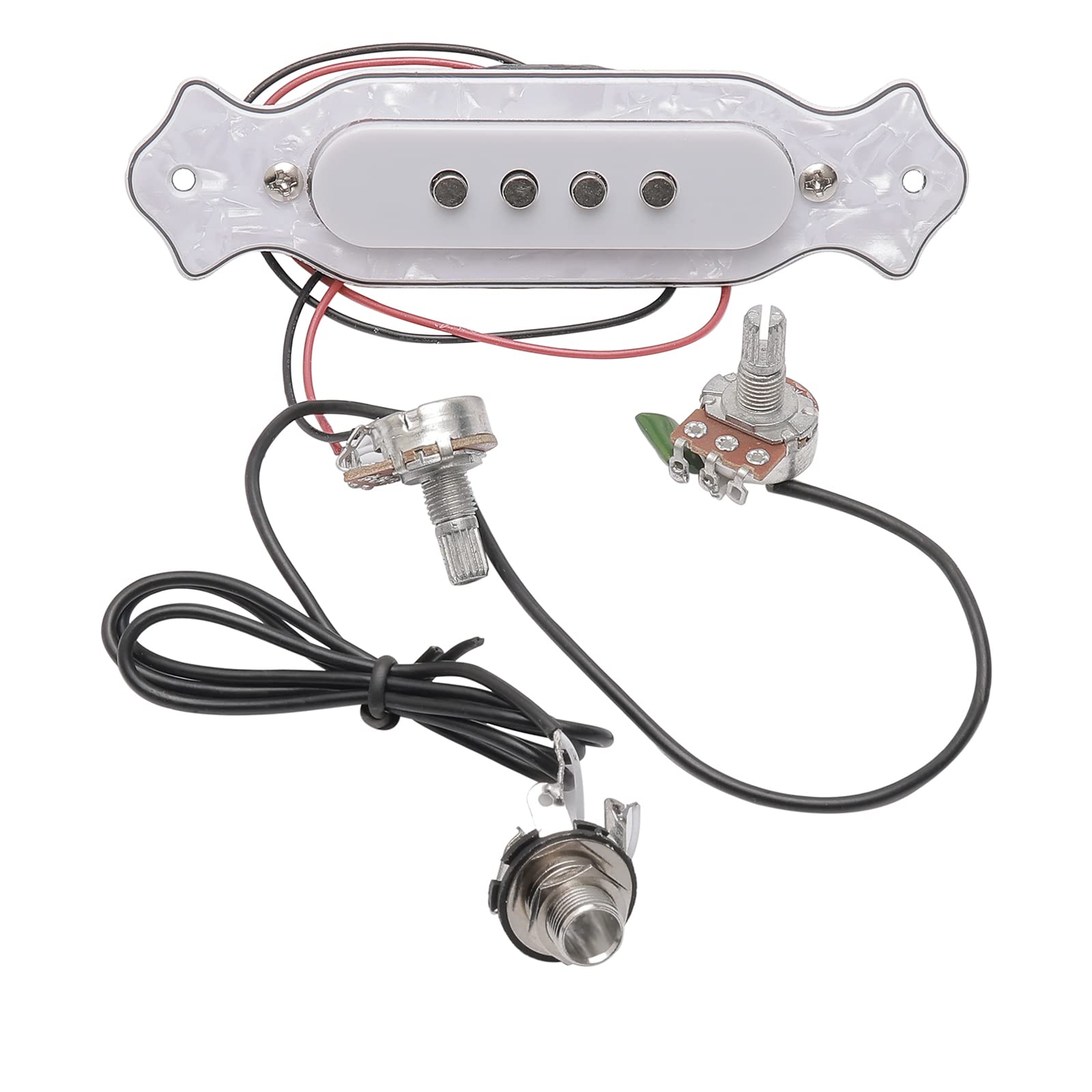 Prewired 4-String Guitar Soundhole Pickup Volume Tone Knobs Pots Wiring Harness for Cigar Box Guitar