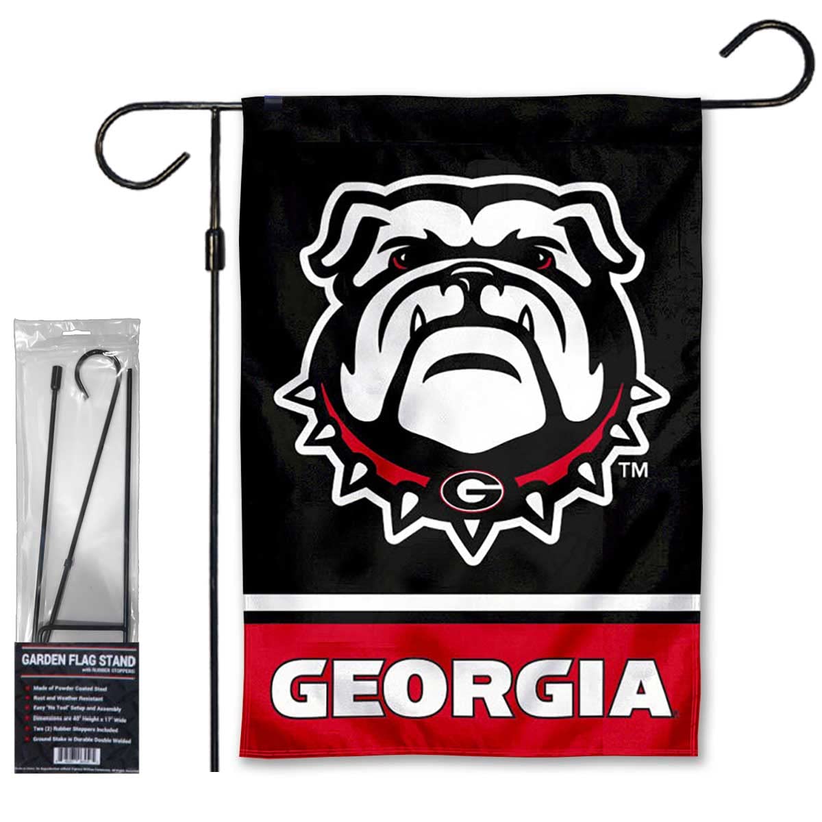 Georgia Bulldogs Garden Flag and Flag Stand Holder Flagpole Set