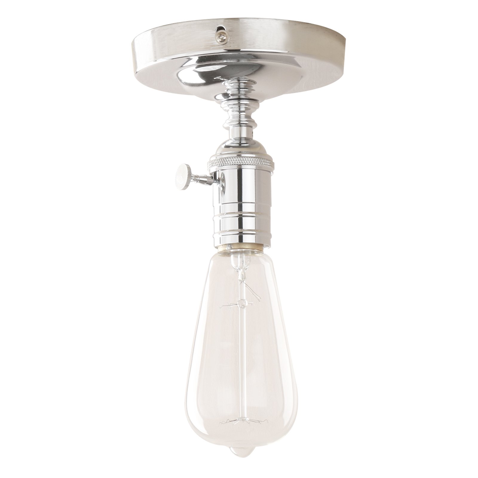Pathson Chrome Industrial Retro Loft Bar Kitchen Pendant Light Fitting Ceiling Lamp Flush Mount Switch Light Fixture Chandelier Decorative Lighting E27 (Chrome)
