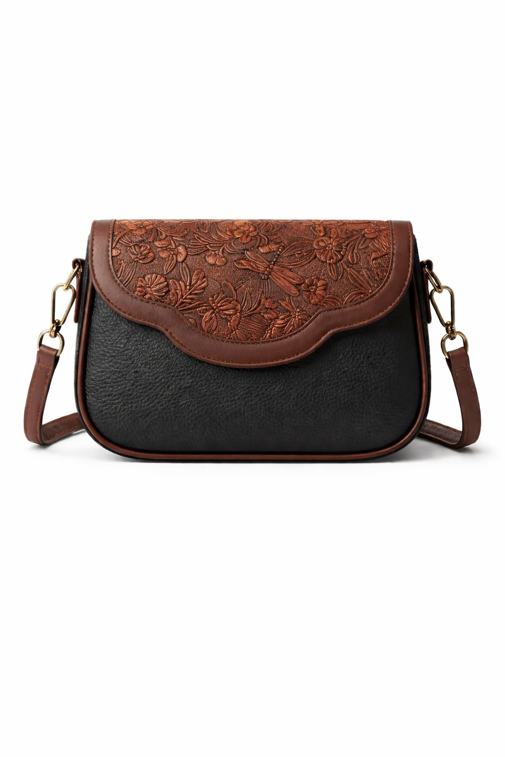Floral Embossed Crossbody Sling Bag Small Shoulder Handbag for Daily Use Travel & Shopping Phone Purse with Adjustable Strap Lightweight Trendy Bag for Ladies & Girls-image-8