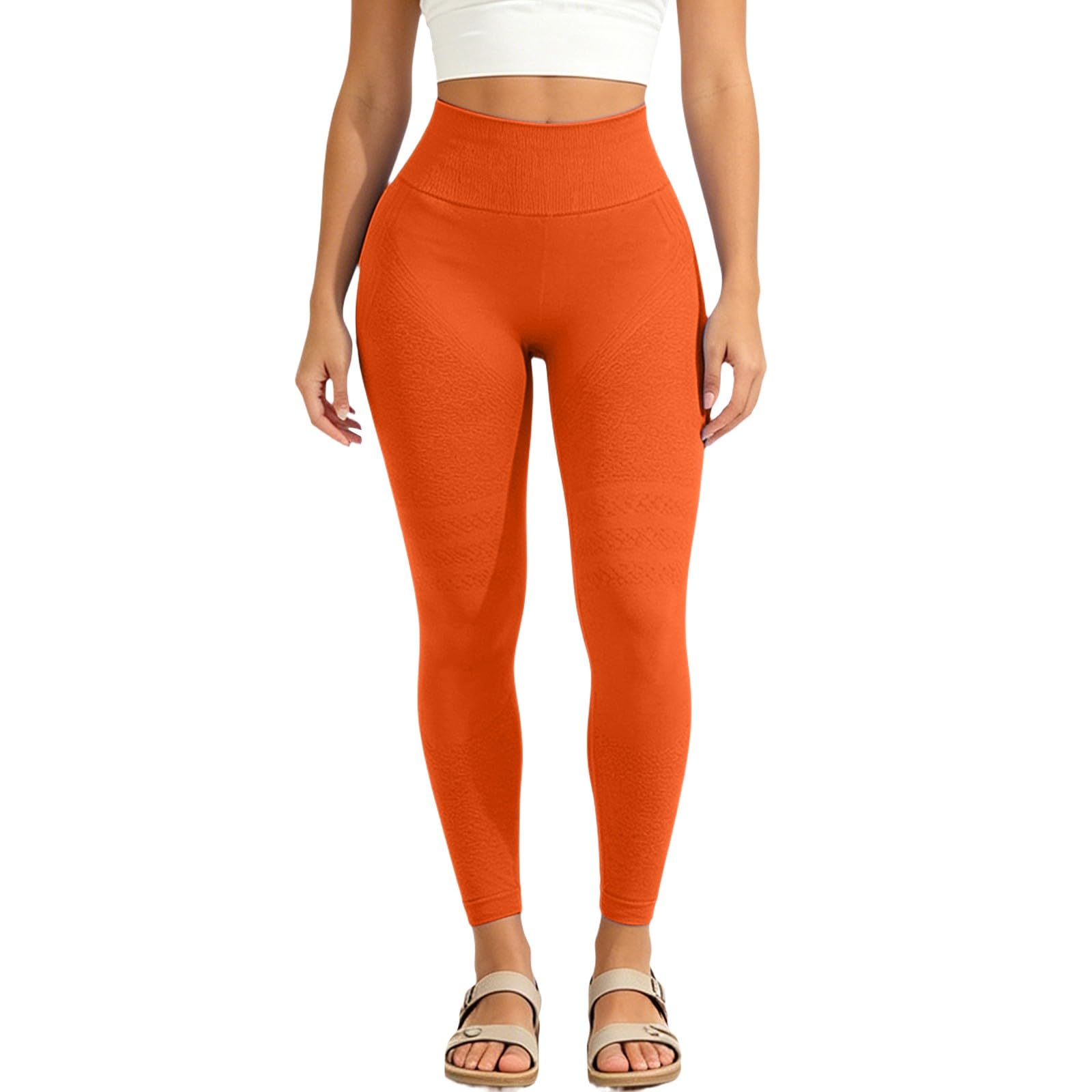 Generico Pantalones de yoga gruesos de cintura alta con leggings de yoga para entrenamiento y correr para mujer de algodón