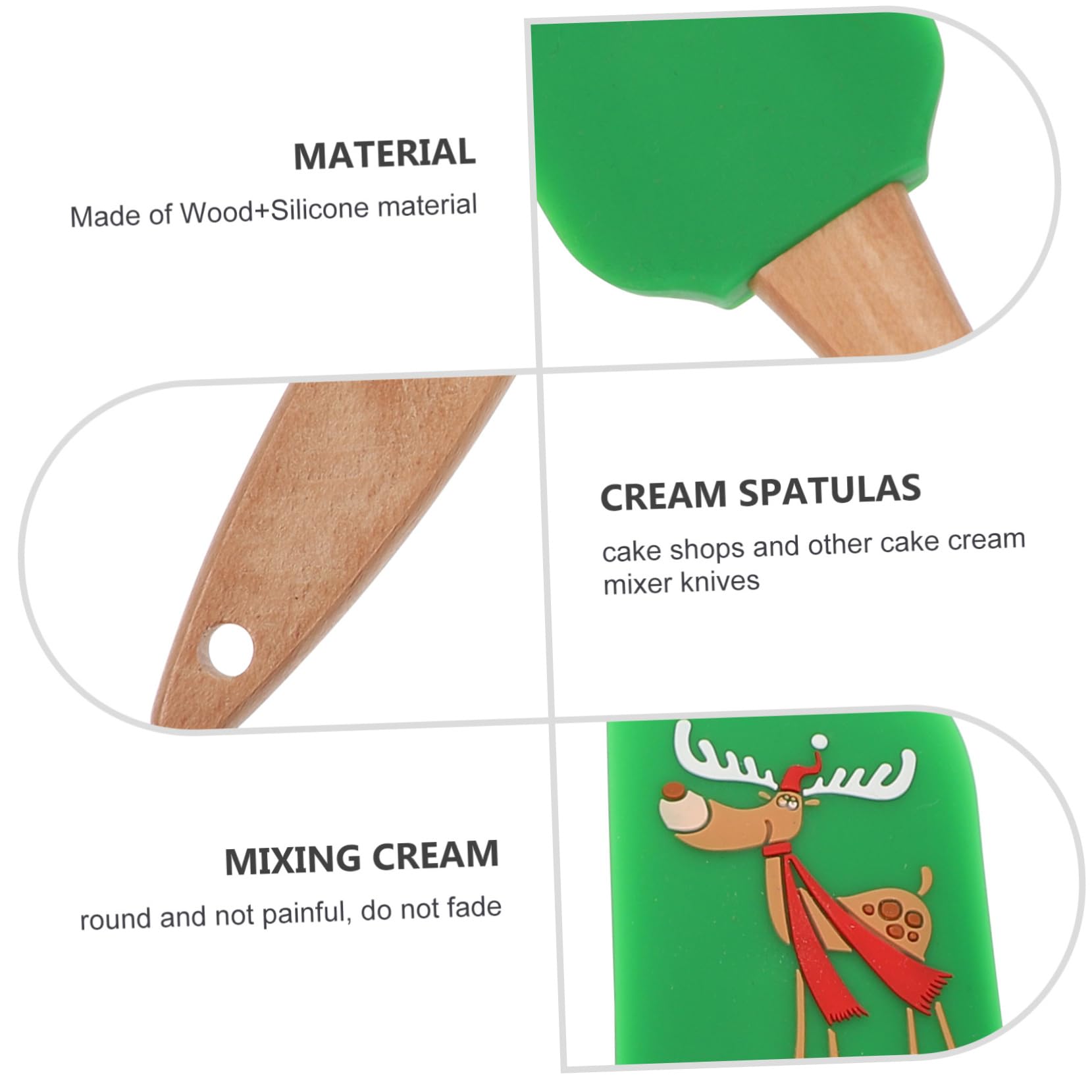 COLLBATH 4 Piezas Espátulas de Silicona para Crema Utensilios de Cocina Reutilizables Raspadores para y Pastelería Diseño Antideslizante y Fácil Limpieza para Repostería Navideña