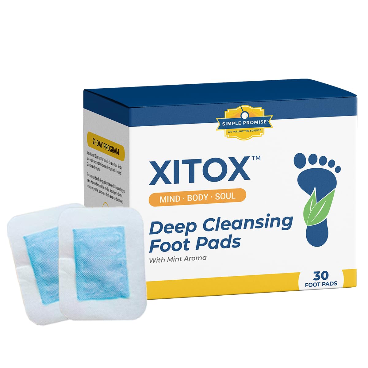 Simple Promise - Xitox Foot Pads - Rejuvenates Your Body for More Restful Sleep - Contains Natural Herbal Ingredients - 30 Foot Pads