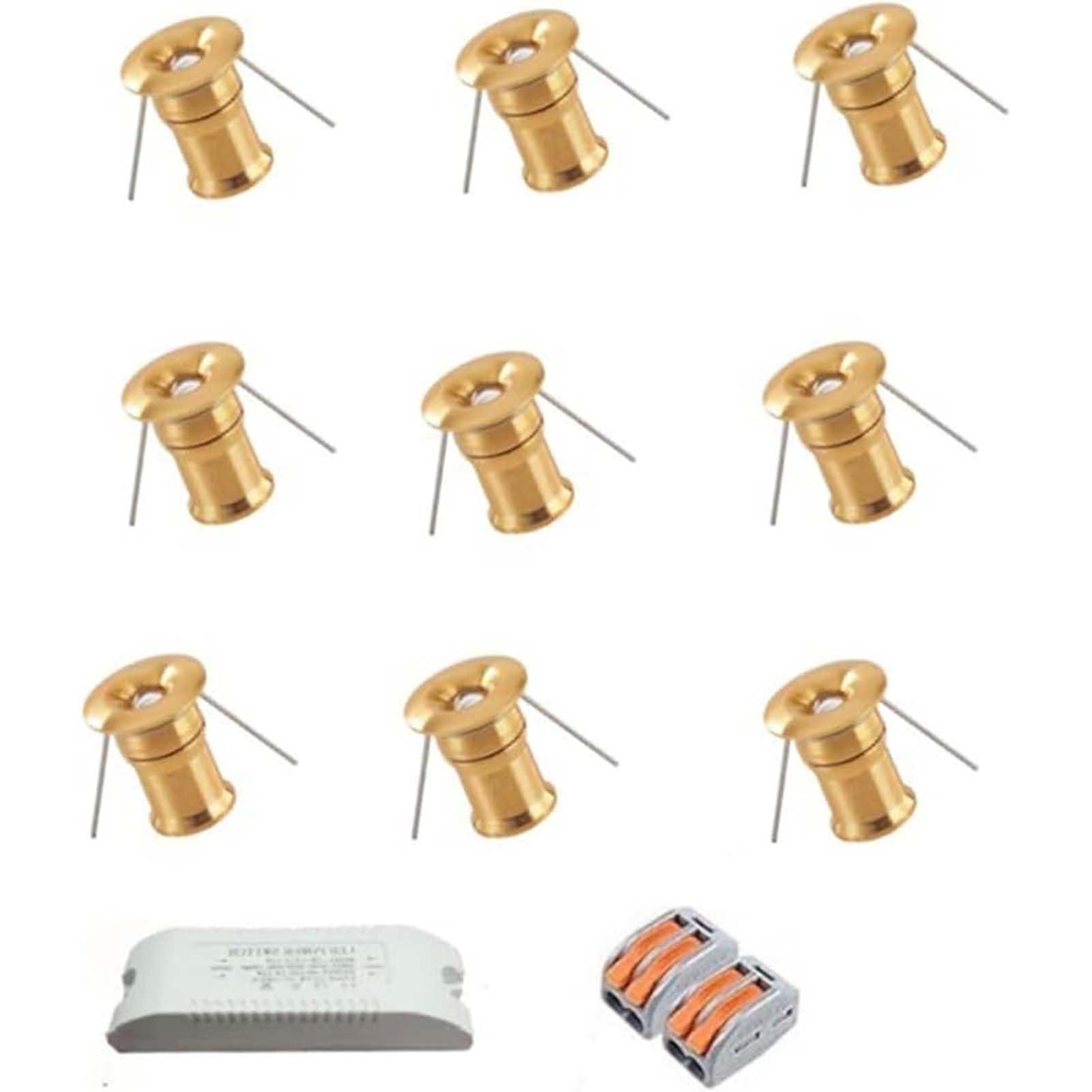 GUODDM 9PCS Led Spot Lights - 1W Mini LED Recessed Spotlight, Background Wall Lamp, Bedroom Kitchen Ceiling Spotlight with 12V Power Supply and Cable Clamp(B-Warm White)