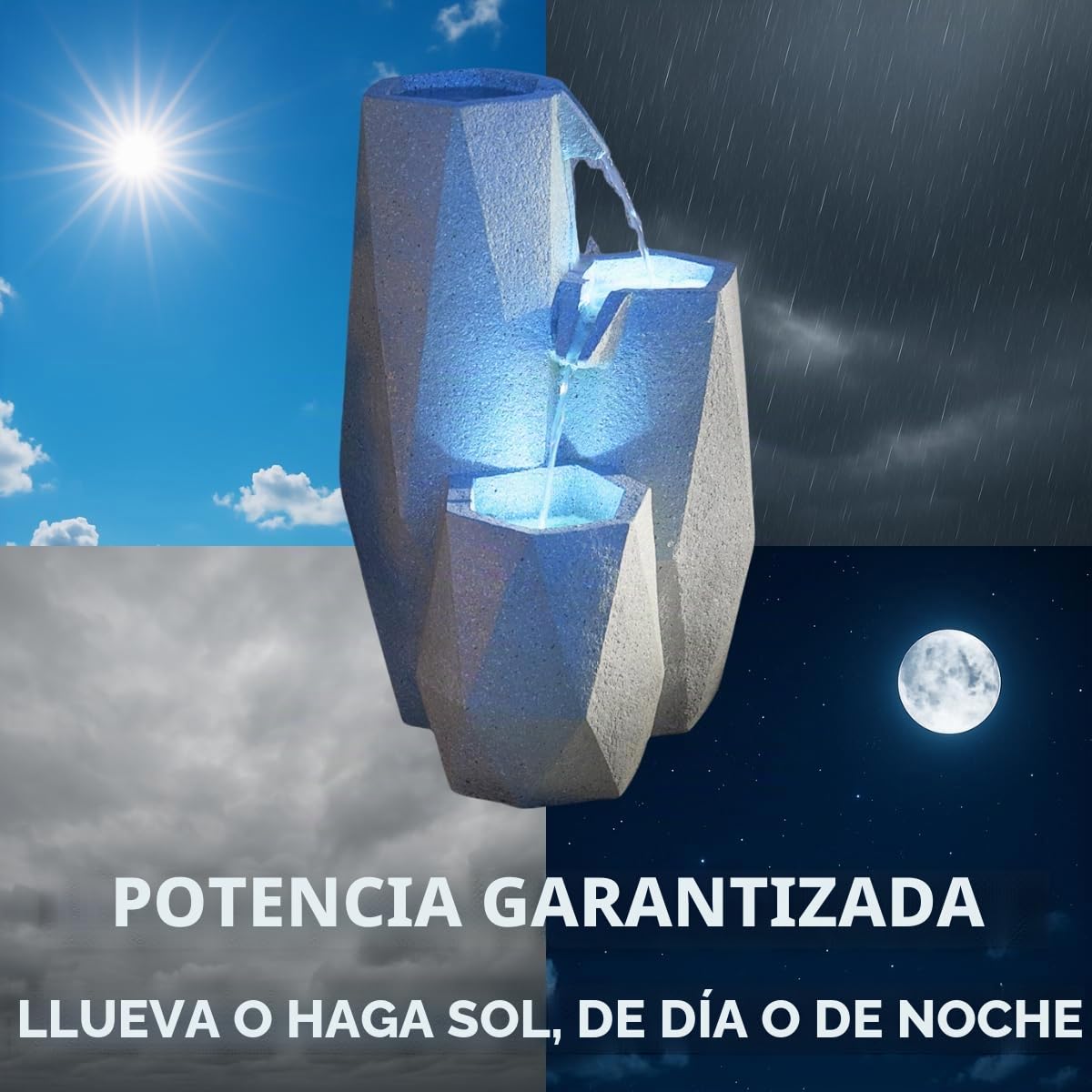 Festive Lights Fuente solar en cascada LED blanca, SL122
