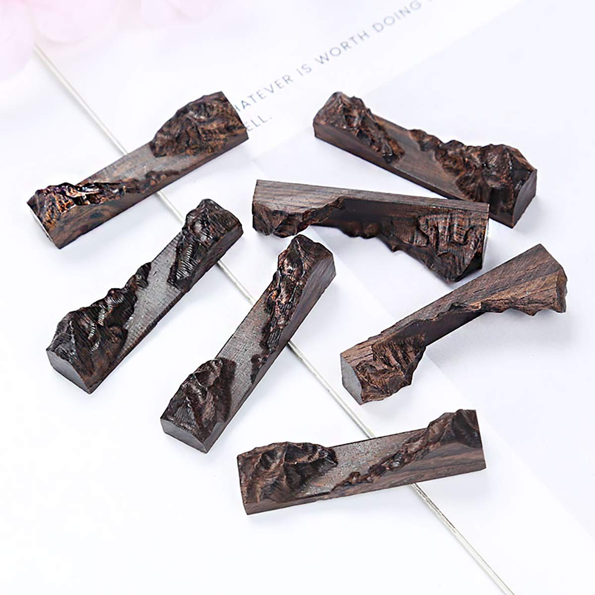 iSuperb 5 Stück Holzteile für Silikonform Gießform, Harz Holz Epoxid Anhänger Kette Schmuck herstellung Halskette, Wooden Resin Ebenholz Sandelholz für Handwerk DIY