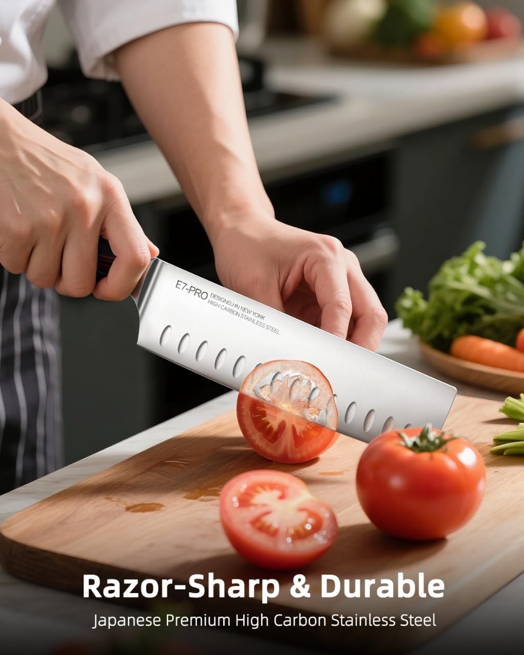 2026 Upgraded Nakiri Chef Knife Japanese Professional 7 Inch Sharp Meat Cleaver Kitchen Knives for Chopping Vegetable and Cooking, High Carbon Stainless Steel Asian Chopping Chefs Knife - Image 2