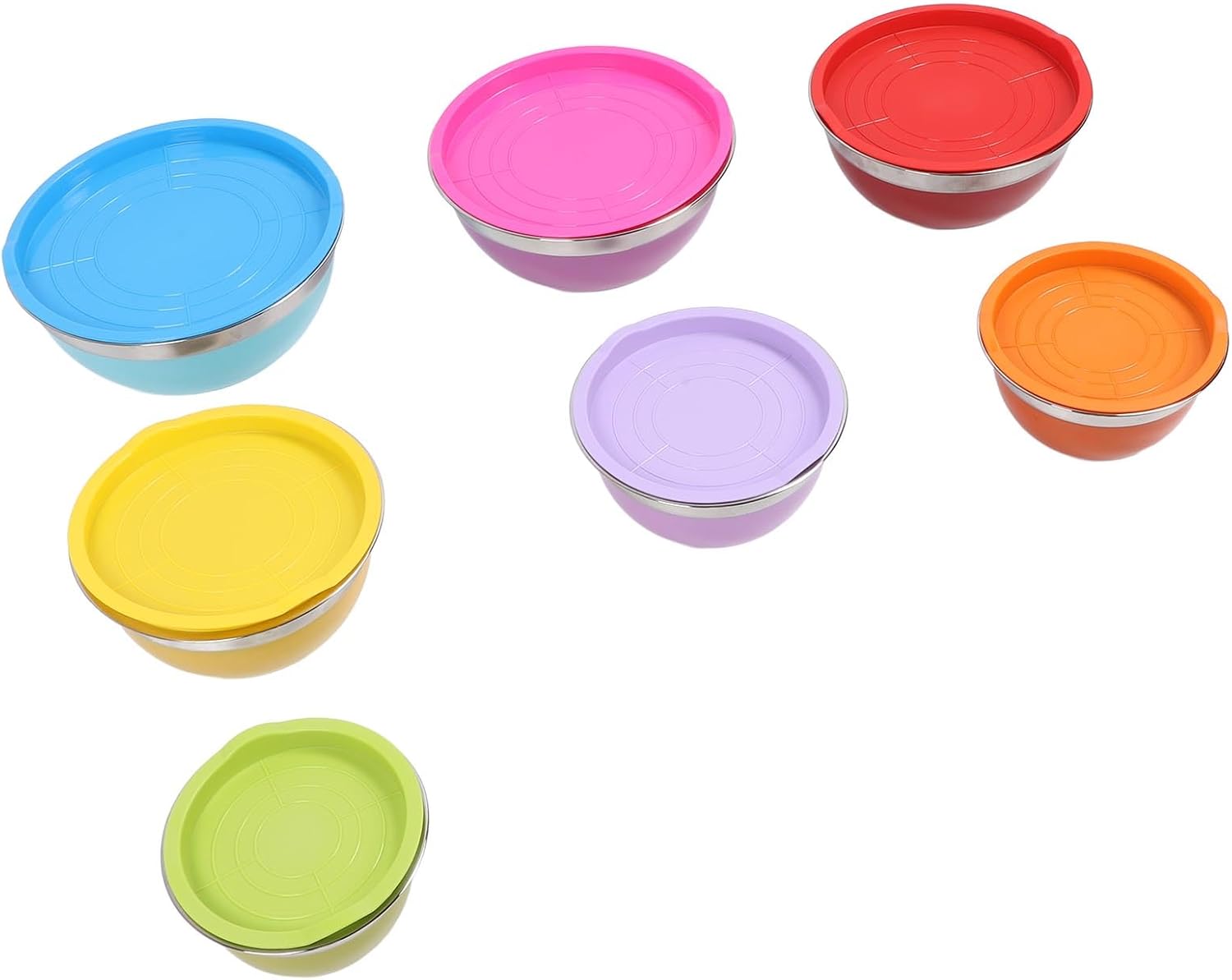 Mixing Bowls With Lids Set, Premium Stainless Steel Secure Plastic Lids Stainless Steel Bowls, With Nesting Design For Baking Cooking Prepping Serving