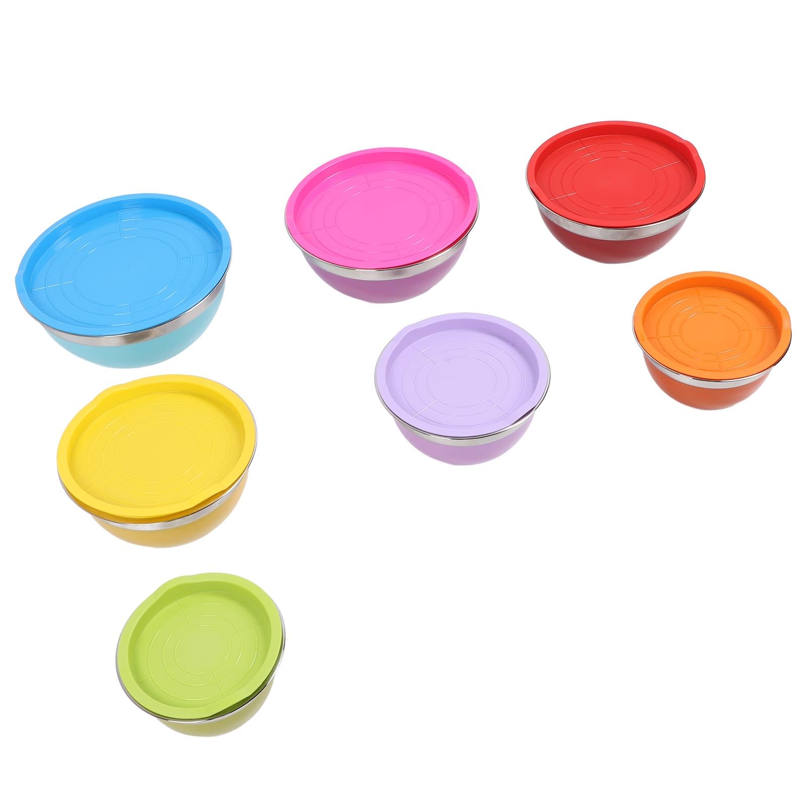 Nikou Dert Schüssel-Set aus Edelstahl, wiederverwendbarer Salatbehälter für selbstgemachtes Eis, Joghurt, Pudding, 10,7 x 4 x 5,5 cm, 2 Rührschüsseln mit Deckel, stapelbares Nesting-Design