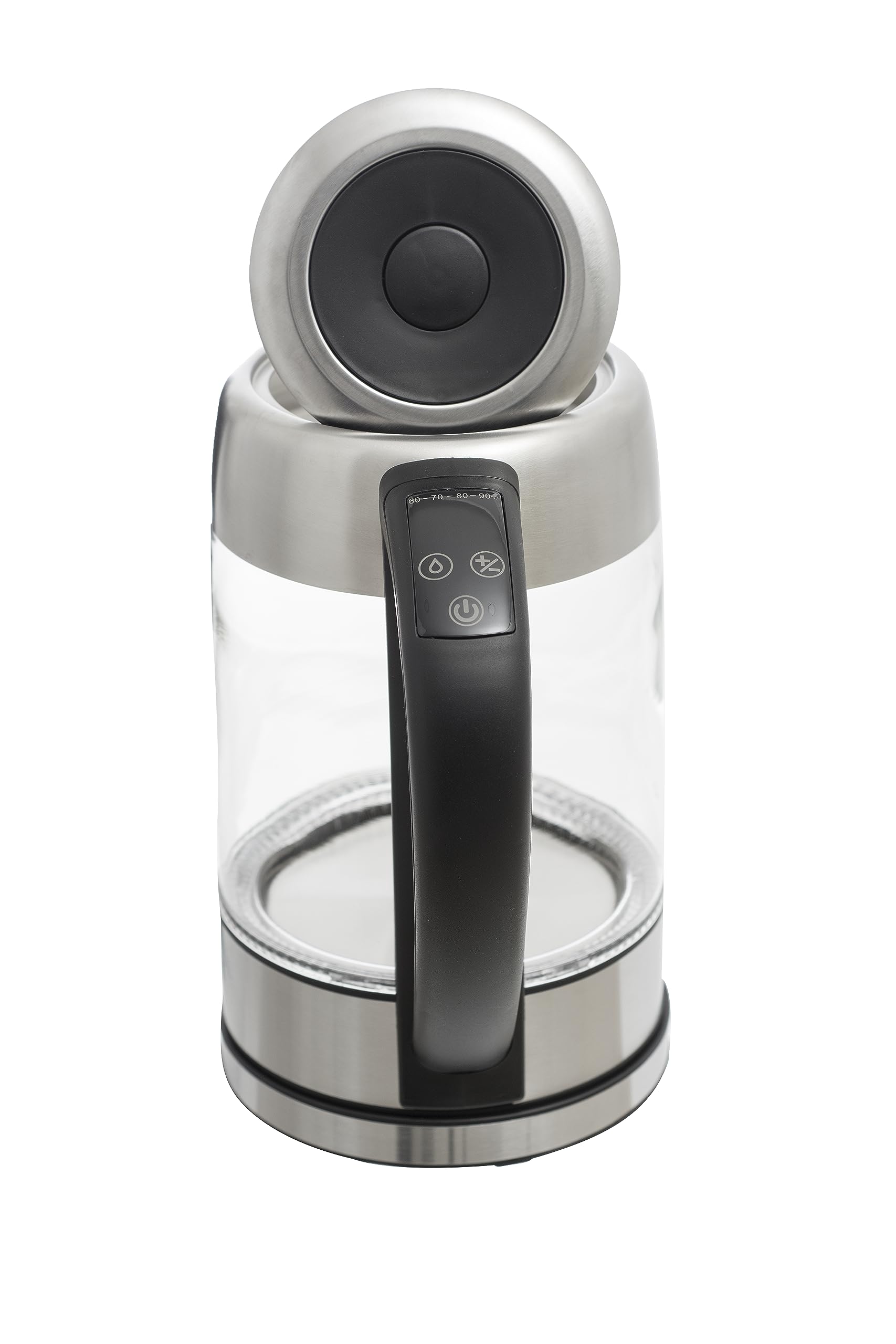 Zilan - Hervidor de agua de cristal LED, pantalla digital, 1,7 l, 5 ajustes diferentes, hervidor inalámbrico con cuerpo de vidrio de borosilicato de 360°, 2200 W