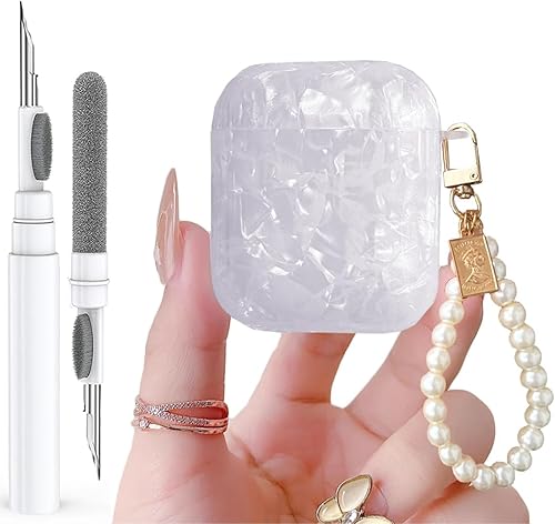 Miniatura 8 de Olytop Funda para Airpods 21 Gen con purpurina linda con bolígrafo limpiador, patrón de carcasa para Airpods de 21 generación, funda protectora para