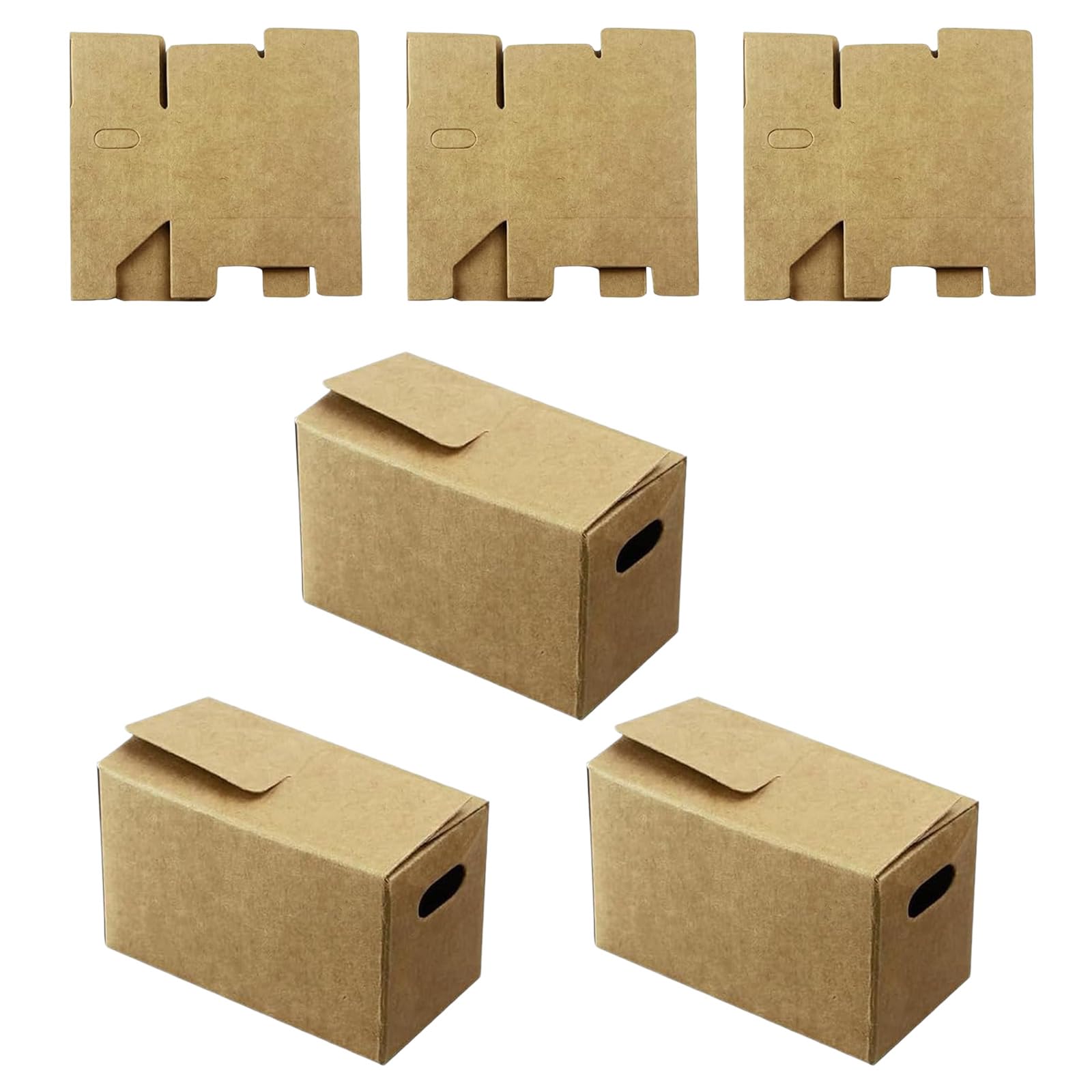 Msioytog Of 6 Foldable Krafts Paper Boxes Easy to Assemble Storage Containers Perfect for Organizing Small Items Krafts Paper Miniature Boxes