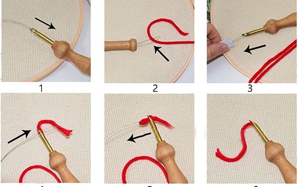 2 Pack Mushroom,Mountains Easy Punch Needle Embroidery Starter Kits for Kids and Adults Beginners with Punch Needle Tool,Threader, Stamped Fabric Embroidery,Hoop,Pen, Punch Needle Kits