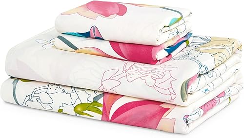 Miniatura 6 de Wake In Cloud - Sábanas florales, 100% algodón, juego de sábanas de 4 piezas, ropa de cama estética botánica bohemia con estampado de pájaros,