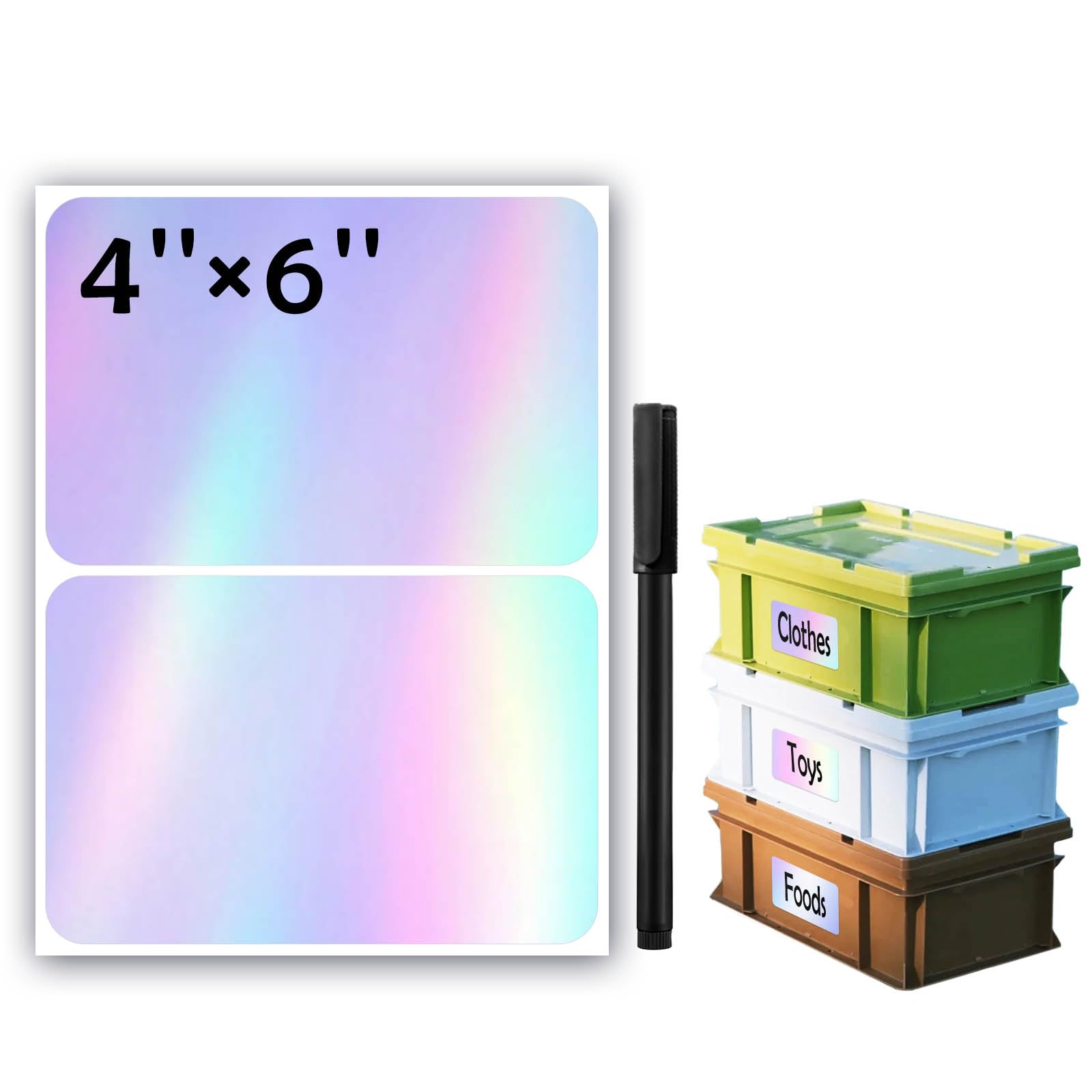 JIEHENG 100Pcs Large Laser Labels for Storage Bins,6x4 Inch Labels
