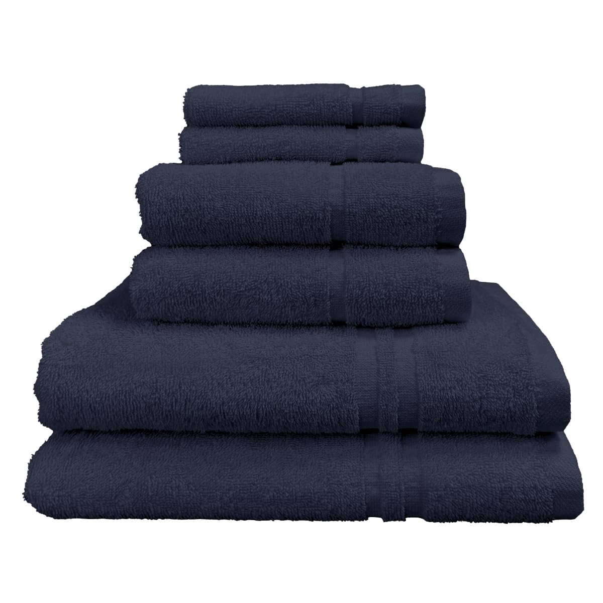 Hotel Essentials Bale Navy Blue 6 Piece Towel Set - 100% Cotton - Absorbent & Quick-Dry