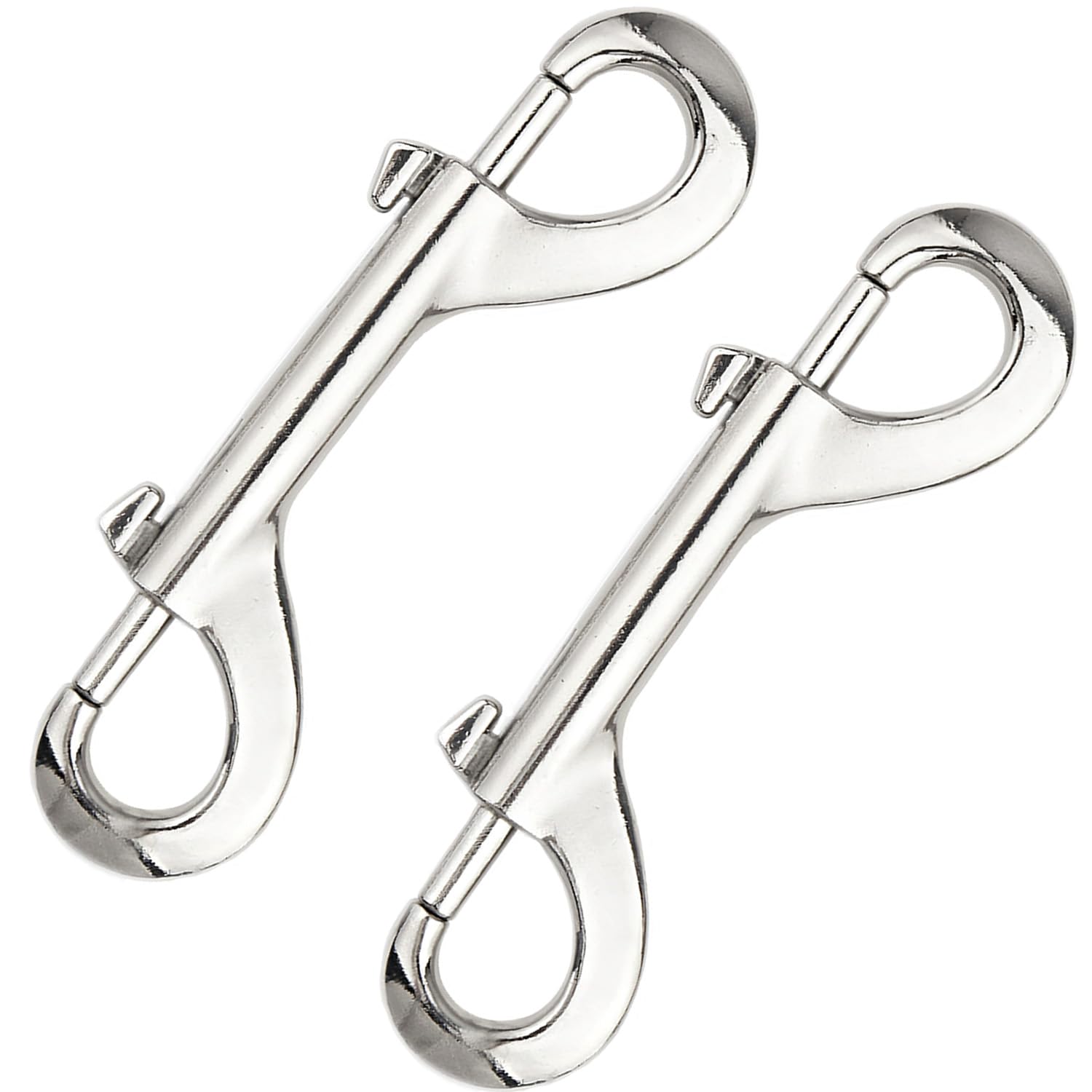 Double Ended Lead Clips for Dogs, 90mm Stainless Steel & Zinc Alloy Bolt Snap Hooks, Metal Diving Clip Trigger Snaps - Pet Supplies for Diving Dog Leash Horse Tack Pet Feed Bucket (Sliver)