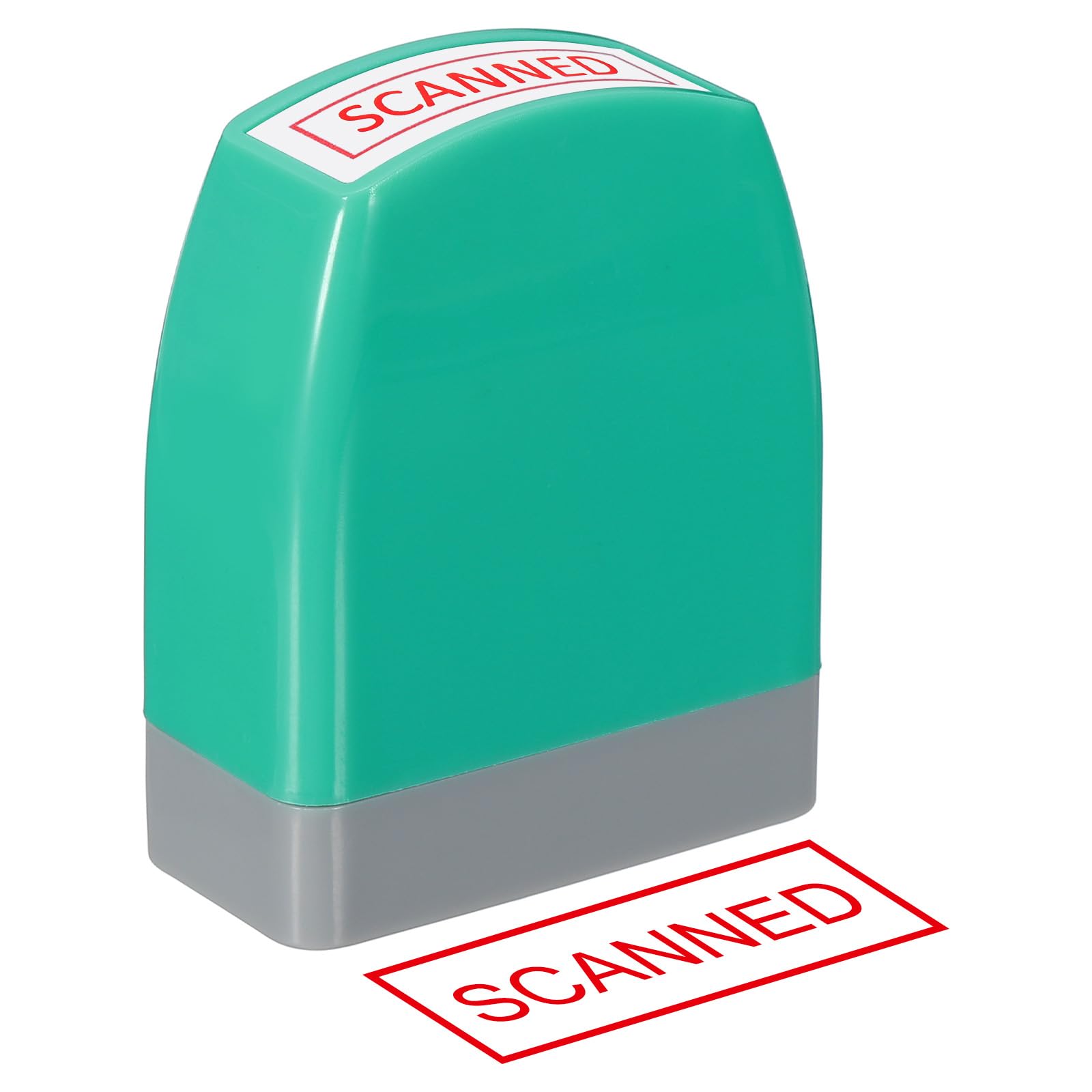 PATIKIL Scanned Notice Stamp Self Inking, Red Ink Refillable Office Business Stamp Pre Inked Stamper, Green