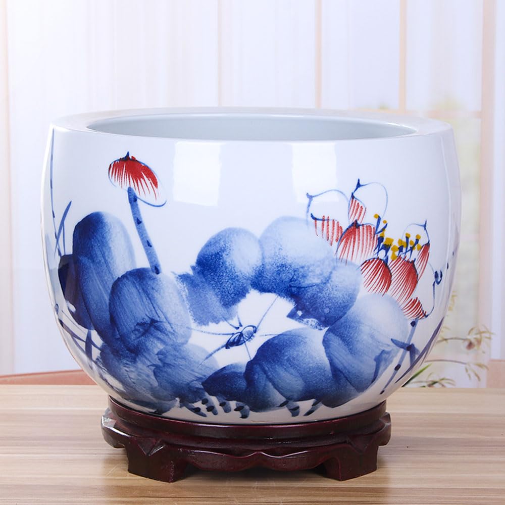 DFGHNBVC Chinoiserie Daffodil Pot Ceramics Chinese Vase Ceramic Plant Pots Nonporous Succulent Planter Pot Ceramic Water Lily Bowl Blue And White Porcelain Flower Pots Succulent Pot Plante,D
