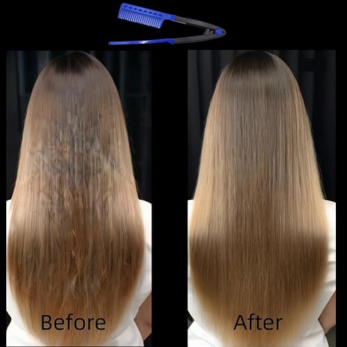 Miniatura 5 de Juego de 2 peines alisadores de cabello, peine de hierro plano, peine de agarre para plancha plana (rojo rosa, azul)