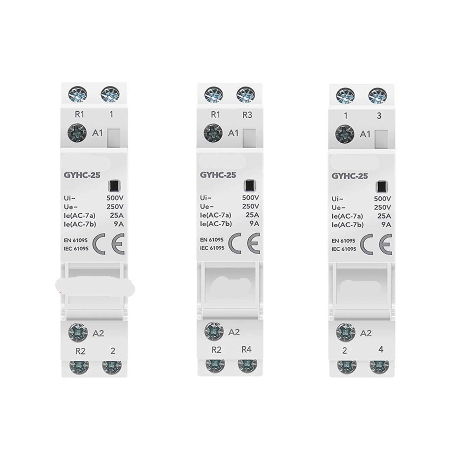 QEFHSVVZE Rail-Type Household contactor AC24V 48V 110V 220V 2P 25A 2NC 2NO 1NO1NC 50/60Hz(Auxiliary 2NC)