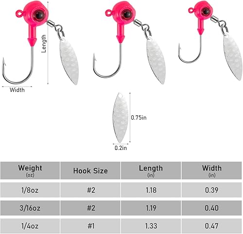 Miniatura 7 de Dr.Fish Paquete de 10 plantillas de pesca Underspin de pie, plantillas redondas, hoja giratoria, plantillas de pesca pintadas Walleye Crappie Jig