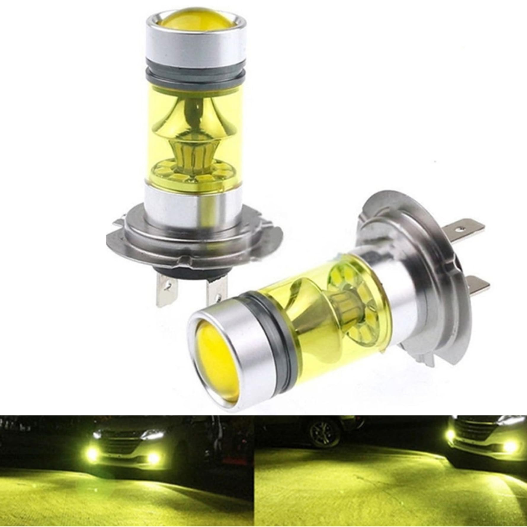 Ampoules antibrouillard LED, 2 pièces antibrouillard jaunes, ampoules LED H4 12V 100W haute luminosité, accessoires de voiture en alliage d'aluminium, ampoule H11