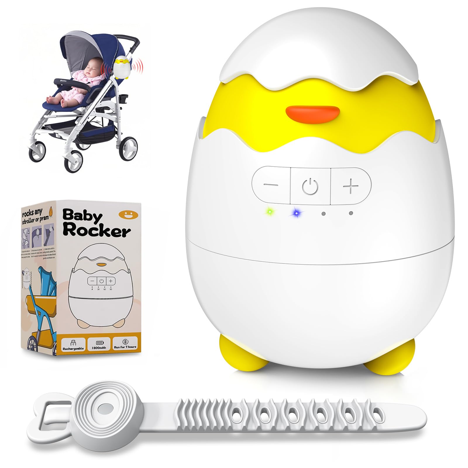 Robofun Baby Rocker-Diseño original-Columpio Para Cochecito De bebé, Ayuda Para Dormir Para Bebés, Temporizador De 30-60-90 Minutos, 5 Niveles De Intensidad