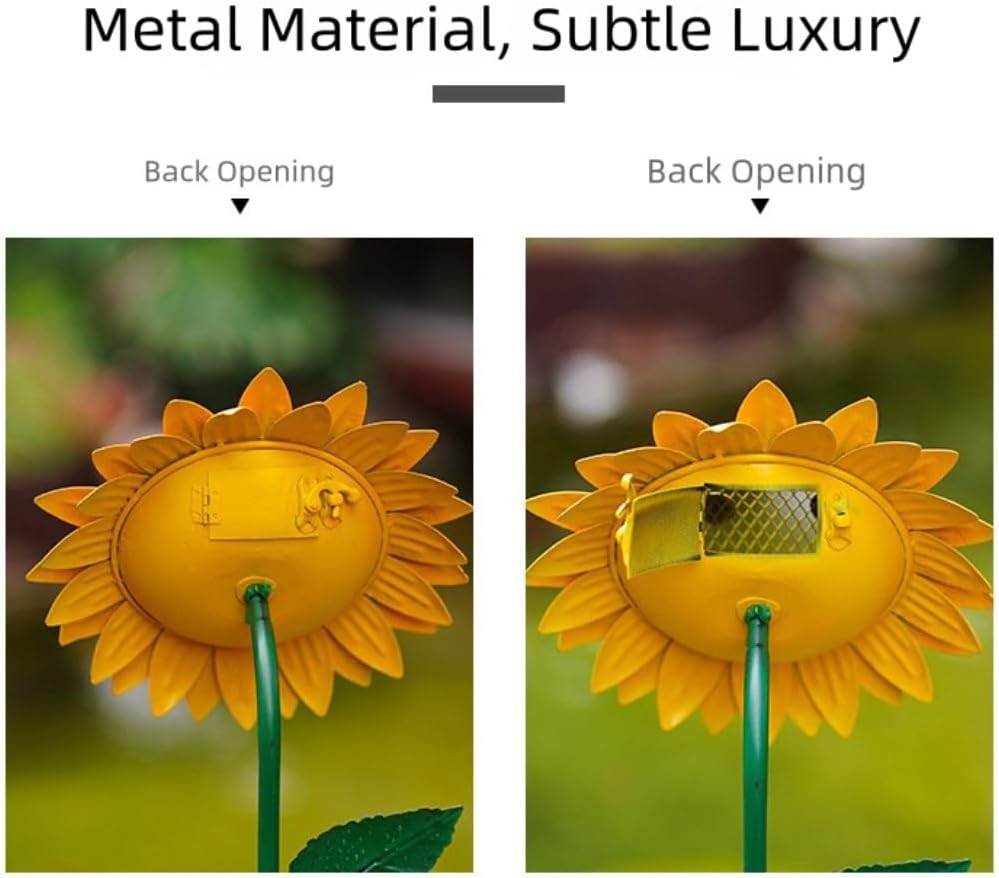 Sturdy Sunflower Bird Feeder Tray - Metal Construction Outdoor Garden, Stable Ground Stake Feeding & Watering Birds