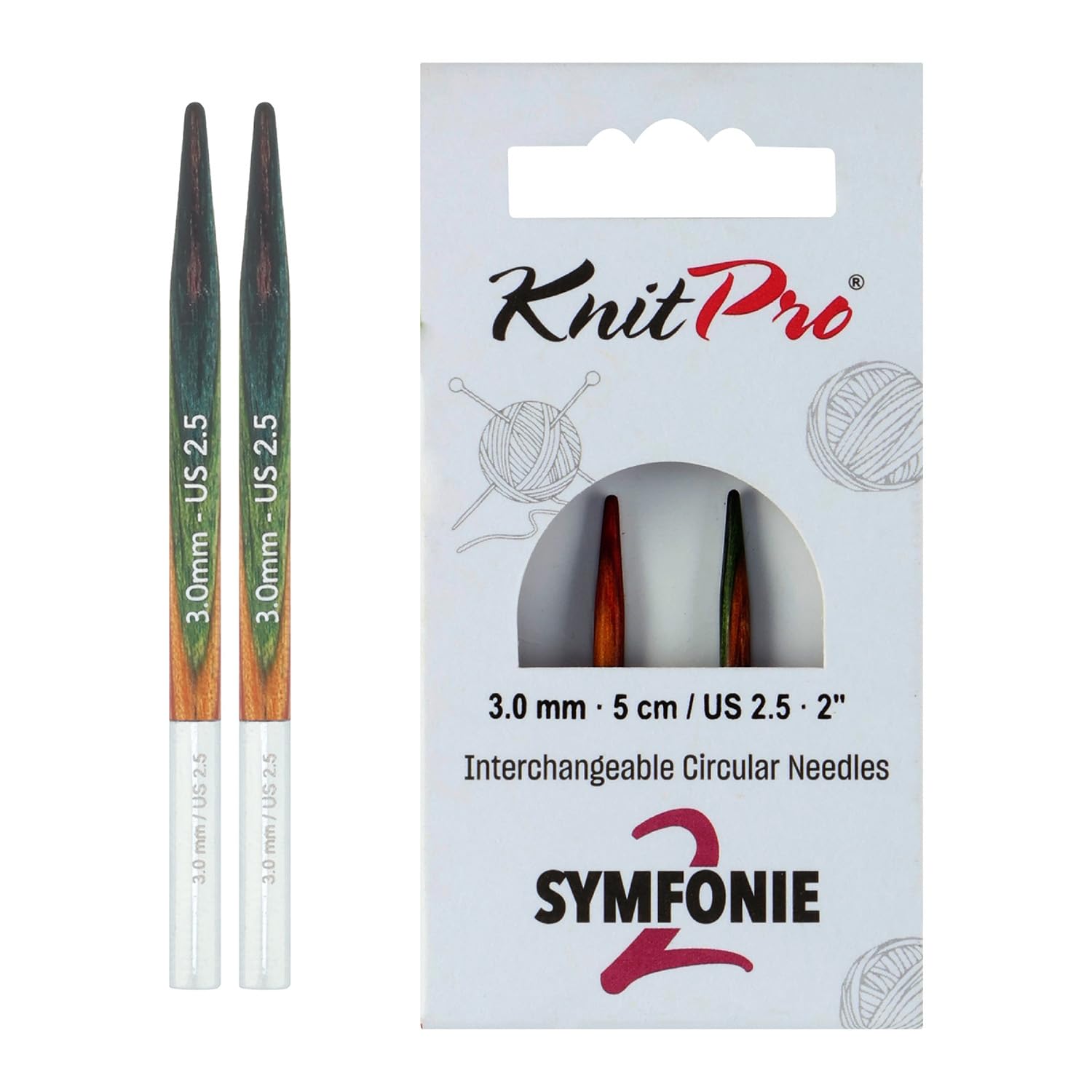KnitPro Symfonie 2 Mini Interchangeable Needles 2" (5cm) | 3mm