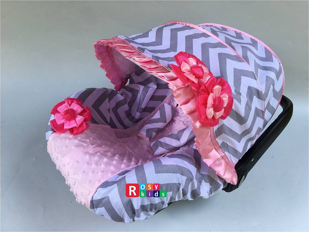 Rosy Kids Infant Carseat Canopy Cover 3pc Whole Caboodle, Baby Car Seat Cover Outdoor Kit, Color03NR09