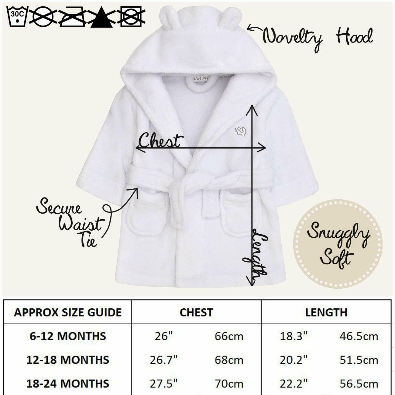 bébé Garçons & Filles Unisexe Habits Gown (Ages 6-24 Mois) Peluche Douce Flanelle Molleton à capuche Peignoir De Bain - Blanc, 18 - 24 Mois