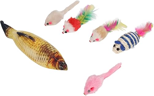 Miniatura 8 de 19 piezas de juguetes para atrapar ratones para gatos, juguete de plástico de felpa para gato, juguete interactivo para gatos, ratón giratorio para