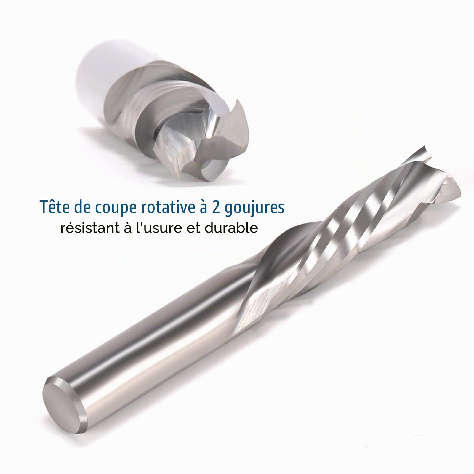 EU_HOZLY Lot de 5 fraises hélicoïdales Up&Down Compression Bit 4 mm, diamètre de coupe 4 mm, longueur de coupe 22 mm, fraise à tige CNC pour sculpture sur bois, gravure