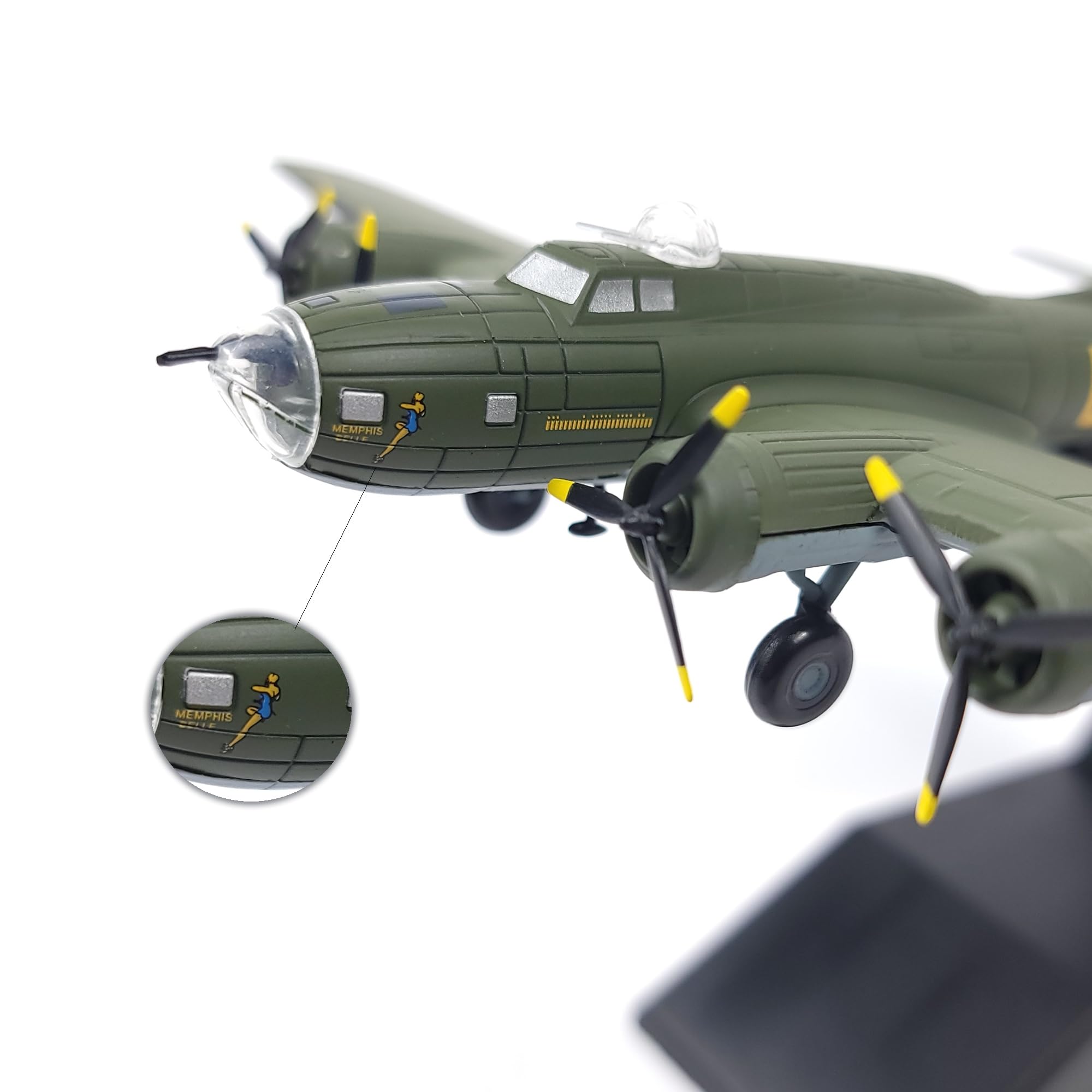 Escala 1/144 B-17 Flying Fortress Memphis Goddess Fighter Model Heavy Bomber Aircraft Models USAAC B-17 Bomber Military Metal Diecast Airplane Model Kit para colección o regalo para adultos