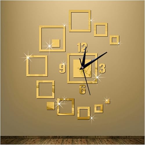 Miniatura 2 de Reloj de pared de acrílico simple con patrón cuadrado hueco tridimensional reloj de pared grande para decoración del hogar sala de estar reloj de