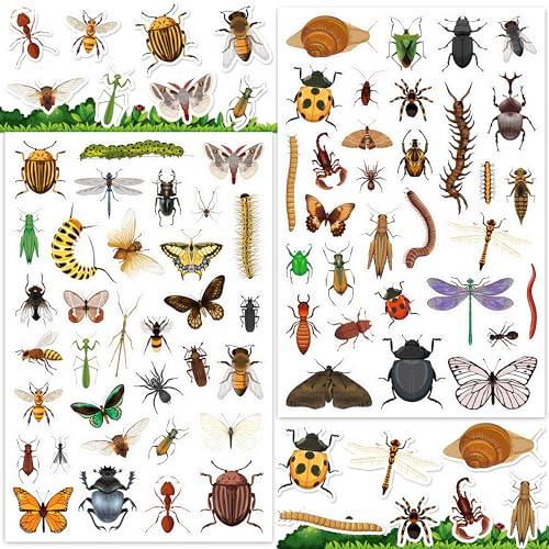 LINAYE 24 Sheets Insect Stickers for Kids Boys Girls, 780 Counts Bug Stickers for Scrapbooking,Water Bottles,Envelopes,Laptop