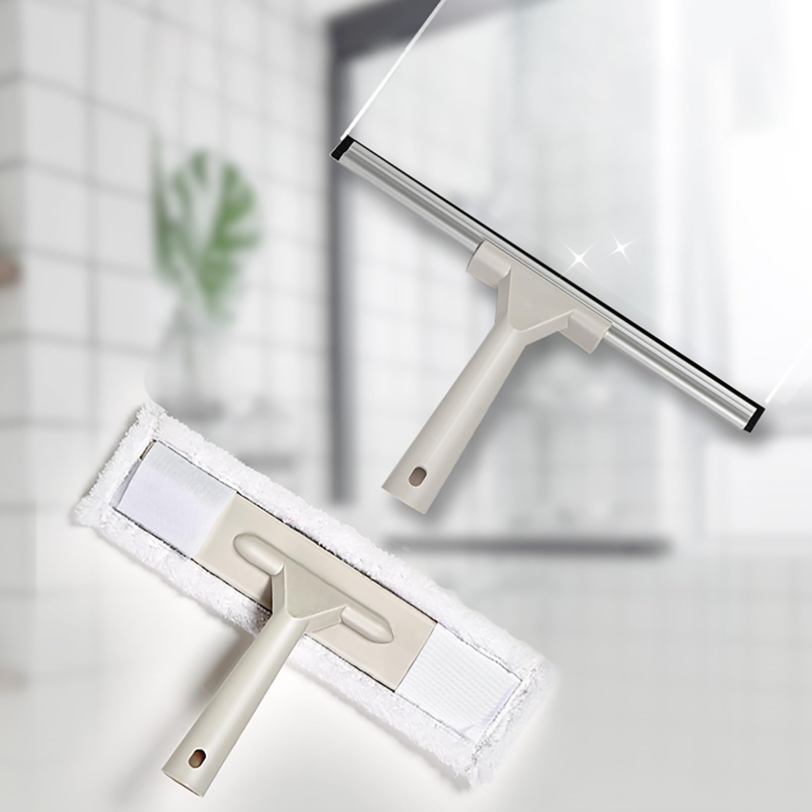 Duschabzieher Edelstahl Set, Duschwischer Doppelter Reinigungskraft Streifenfreies Abziehen für Badezimmer Glas Dusche Wasser Boden Fenster 1.2 m