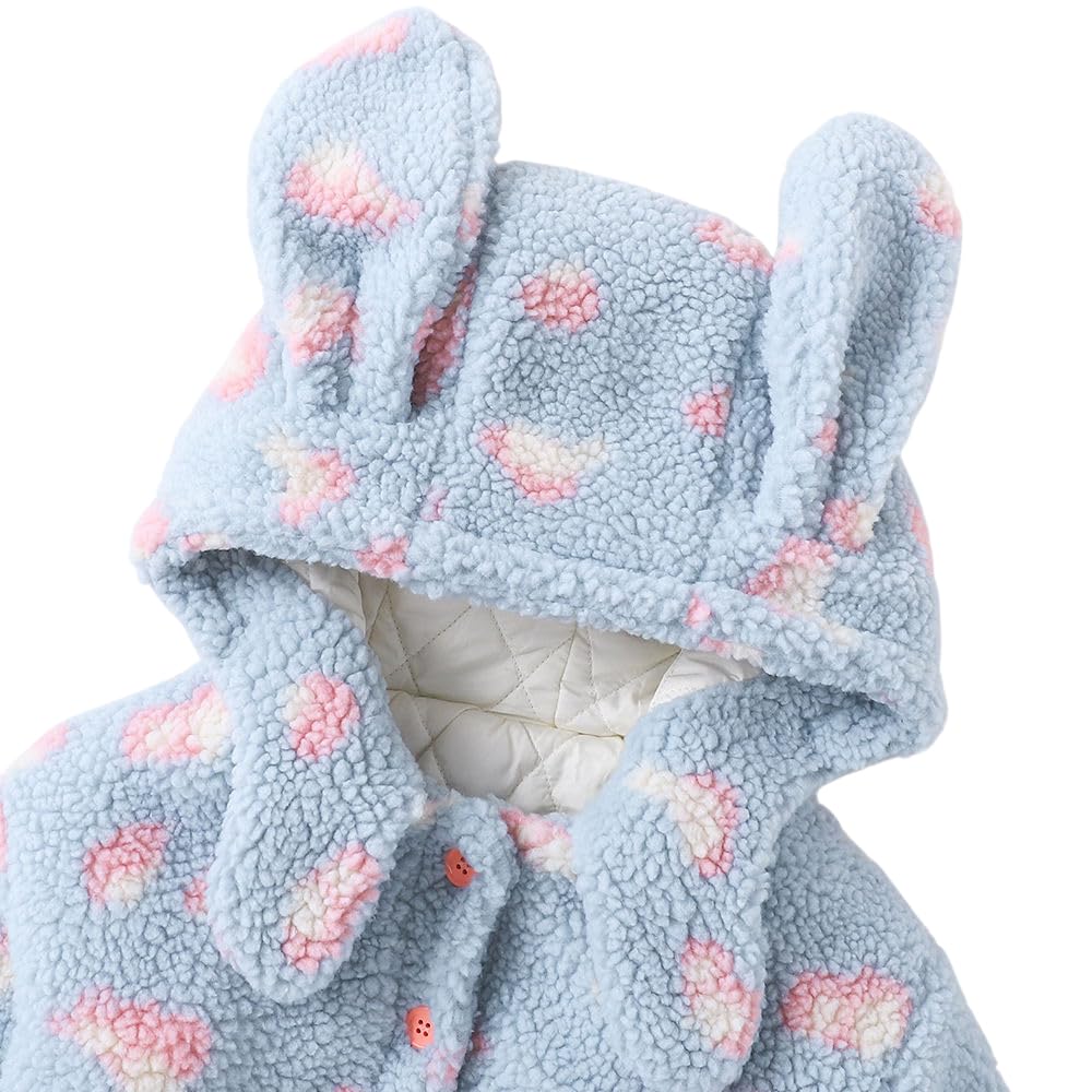 Hopscotch Baby Girls Polyester Mini Length Long Coats in Blue Color For Ages (18-24 Months) 1