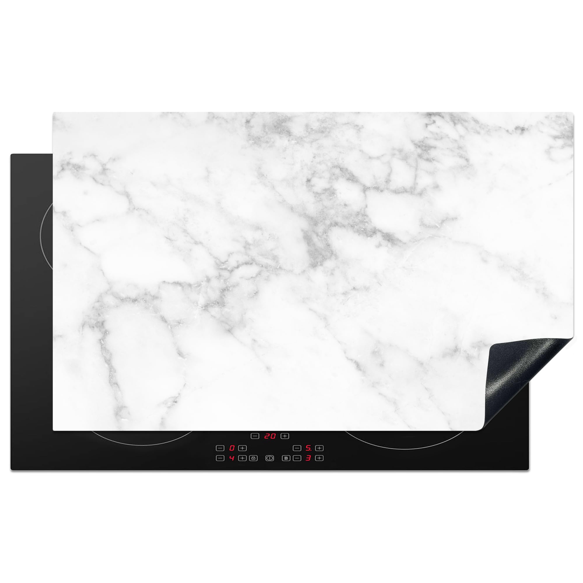 KitchenYeah© Induction Hob Cover Protector Mat 20.5"x33.5" / 85x52 cm Kitchen Universal Ceramic Covers for Electric Cookers Vinyl Marble - White - Grey - Luxe - Marble Look - Stone