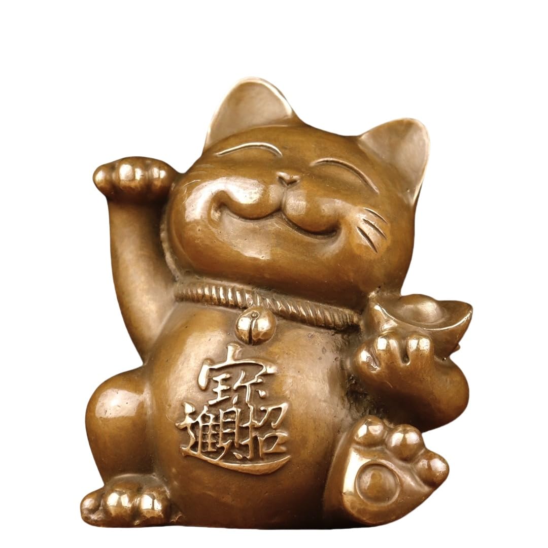 Dytartzx #5 Feng Shui Statue Happy Cat Statue Brass Figurines Feng Shui For Luck Wealth