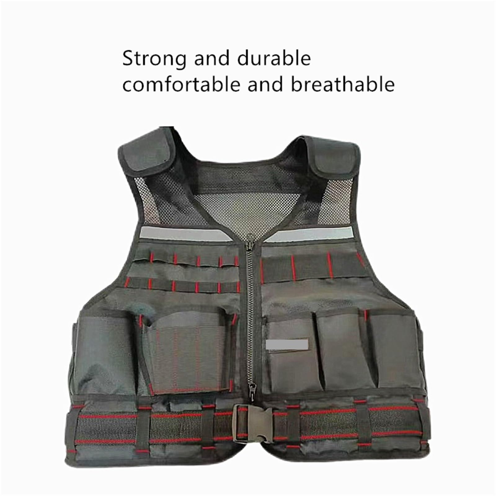 Chaleco de Herramientas Durable Heavy Construction Vest With Tool Pouch Adjustable Tactical Work Multipocket Utility Safety