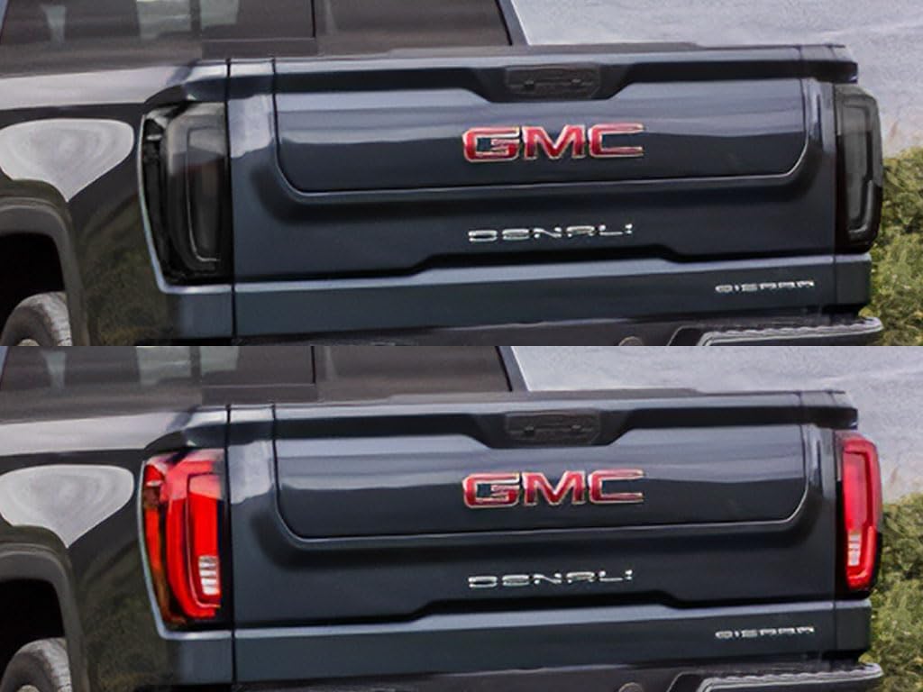 Rvinyl Tail Light Tint Covers Compatible with GMC Sierra 2019-2025 - Blackout Smoke