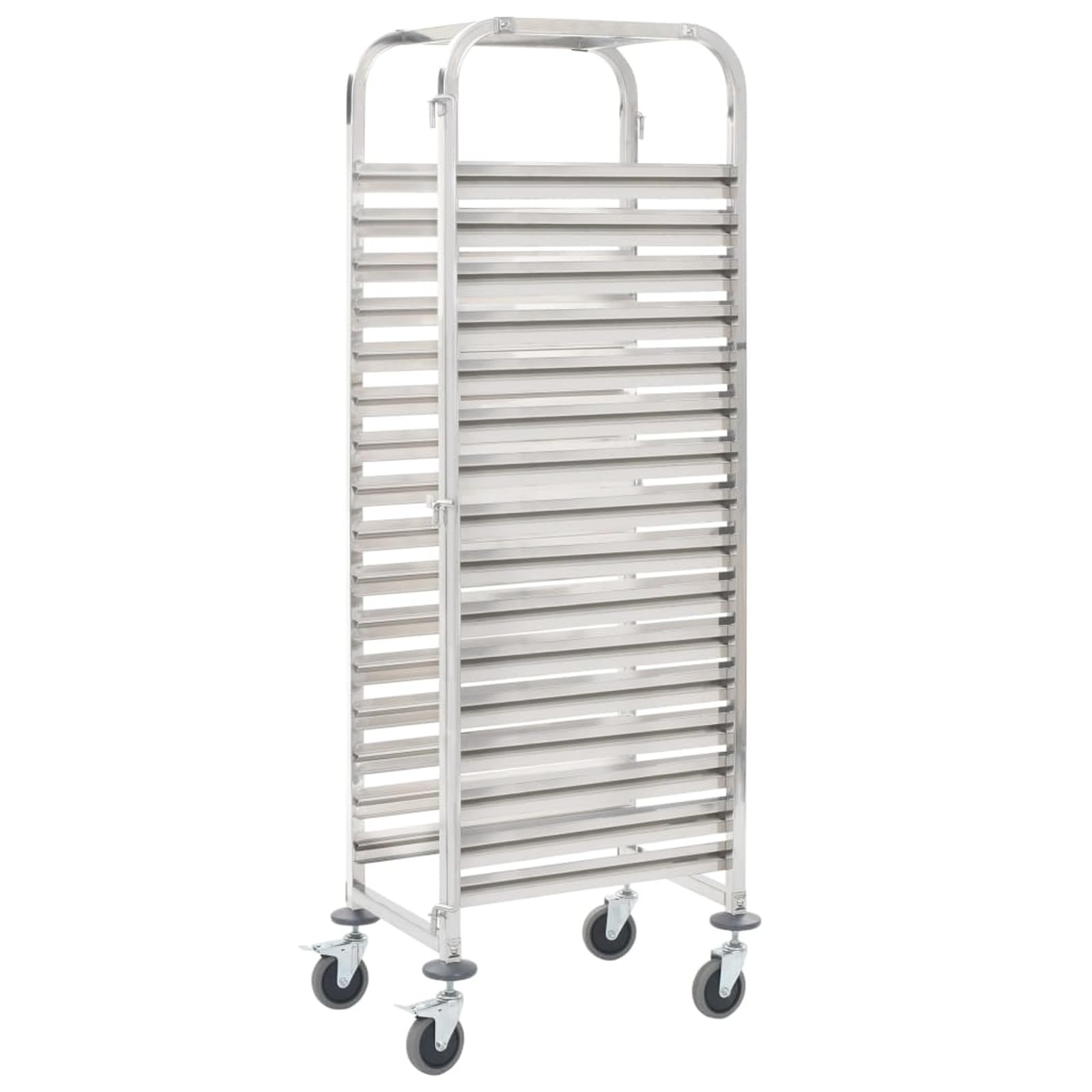 Carrello da Cucina per 16 Vassoi 38x55x163 cm in Acciaio Inox-Carrello di Servizio Cucina con Ruote Mobiletto,Credenza Portavivande Mobile in Legno e Metallo Moderno
