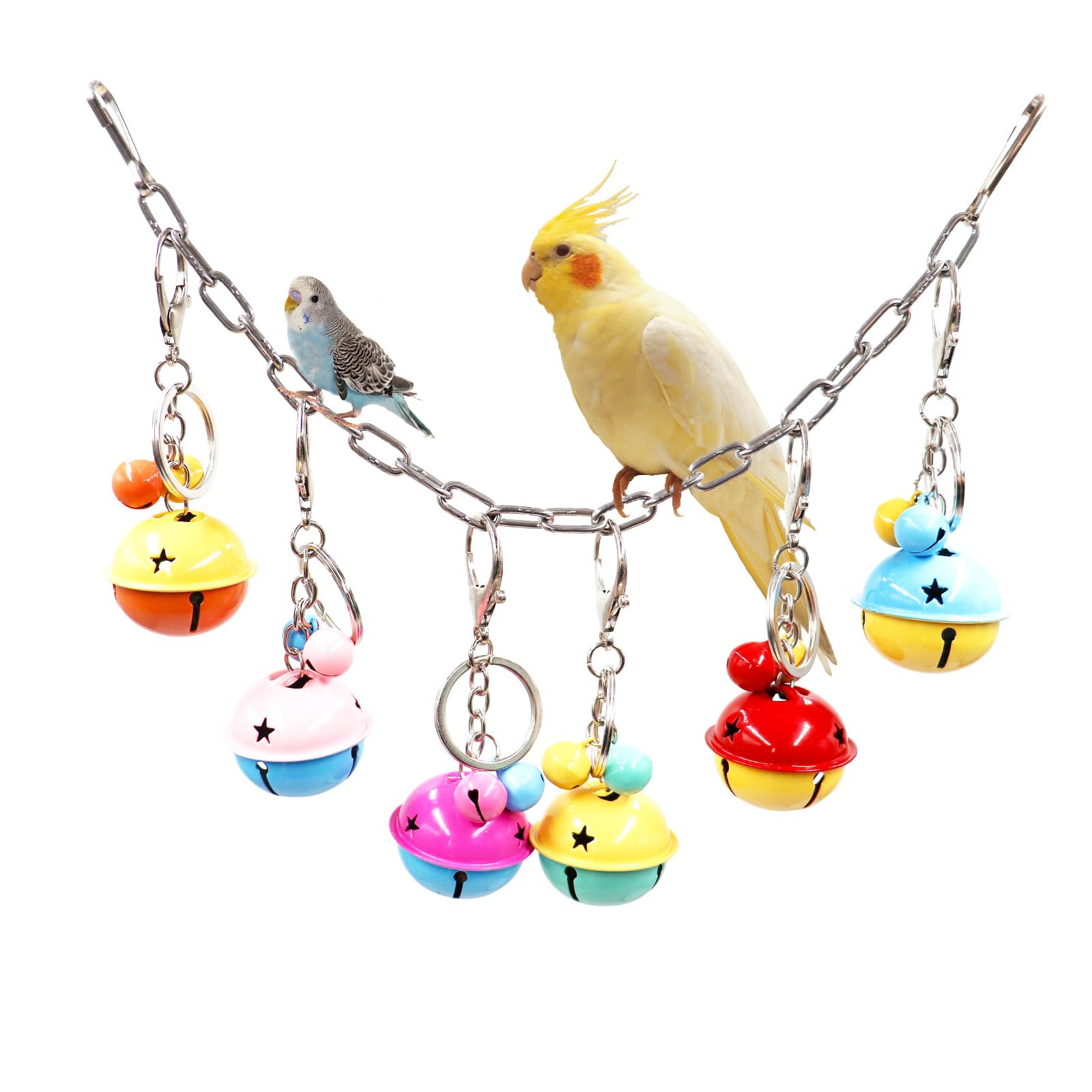 MinrzPet Bird Toys, Bird Swing with Metal Coloful Bells, Bird Cage Accessories, Parakeet Toys, Parrot Toys for Budgie, Lovebird, Parakeet, Cockatiel,