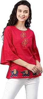 yash gallery Women's Cotton Patch Work Straight Top for Women-picture-25