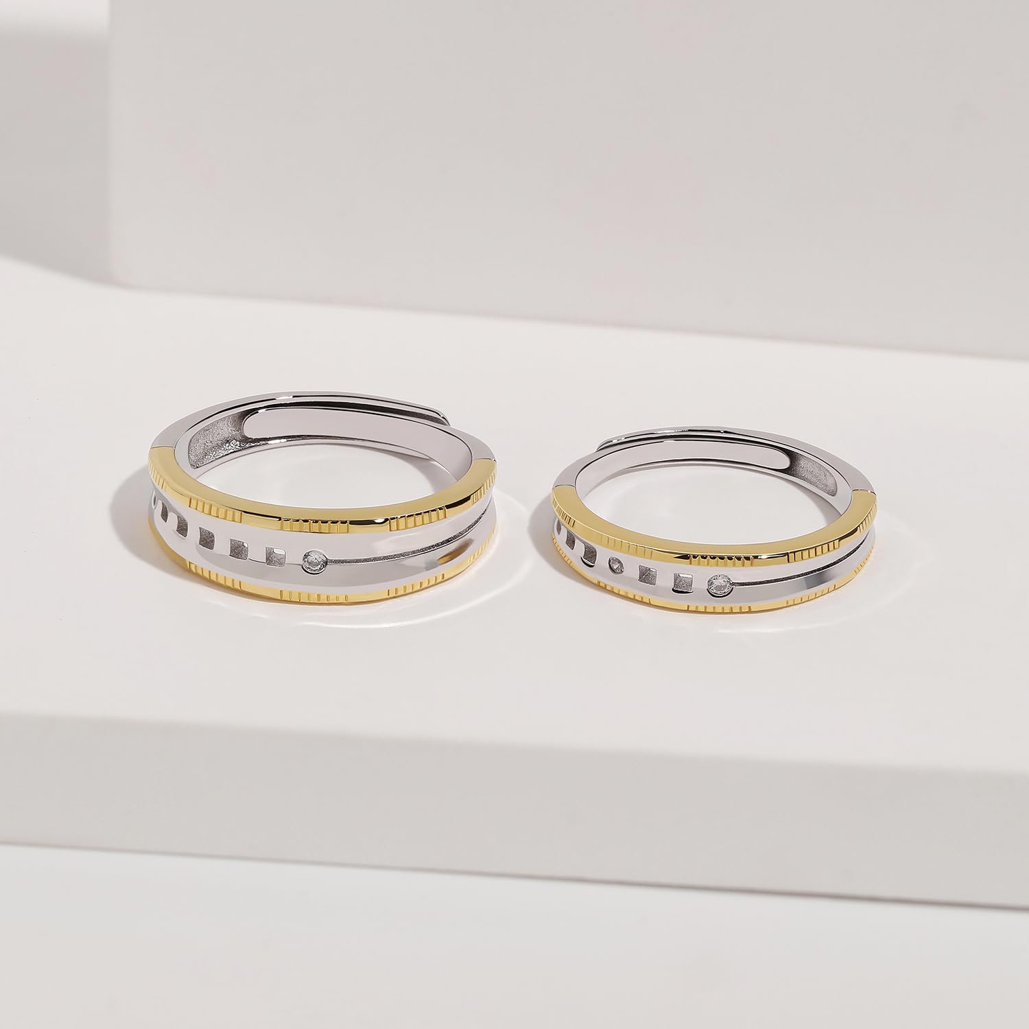 Meissa Fedi Nuziali Abbinati per Coppie 2 Pezzi, Anelli Coppia Placcati Oro Regolabili, Anelli Promessa Bridali, Anelli di Fidanzamento per Anniversario e San Valentino