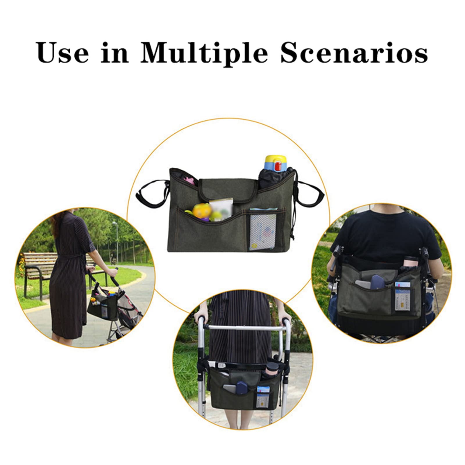 Bolsa para Silla De Ruedas con 6 Bolsillos De Almacenamiento, Mochila para Silla De Ruedas De Gran Capacidad para Andador, Andador, Accesorios para Scooter De Movilidad,Grey